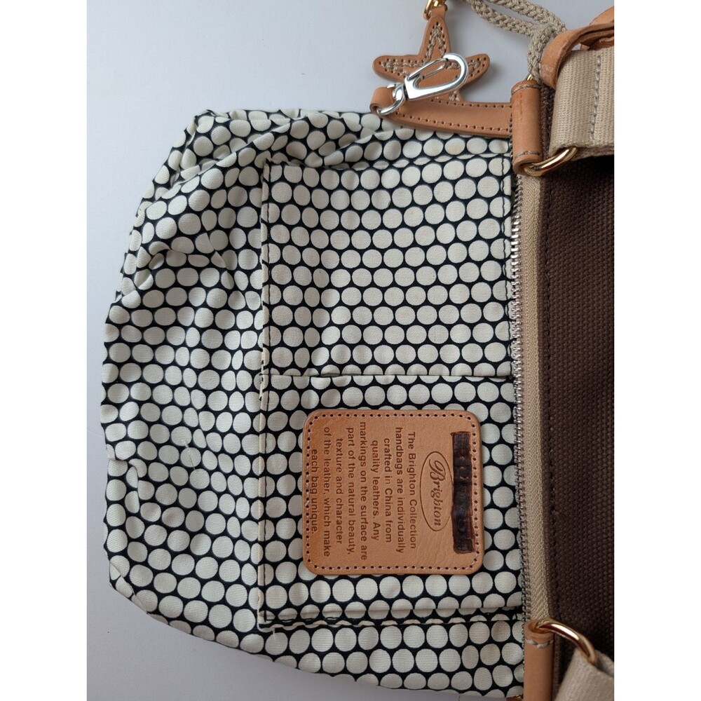 Brighton Purse Windstar “Windy” Brown Black Stripe Canvas Shoulder Bag Charms - Picture 5 of 16